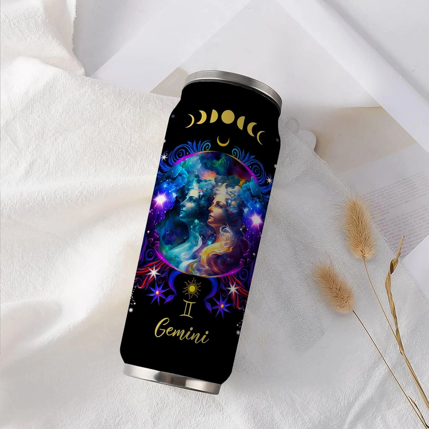 Gemini Constellation Tumbler Zodiac Stainless Steel Tumbler Men Women Astrology Fans Birthday Gifts Zodiac Tumbler With Straw Lid Coffee Mugs Car Cup - 17 Oz