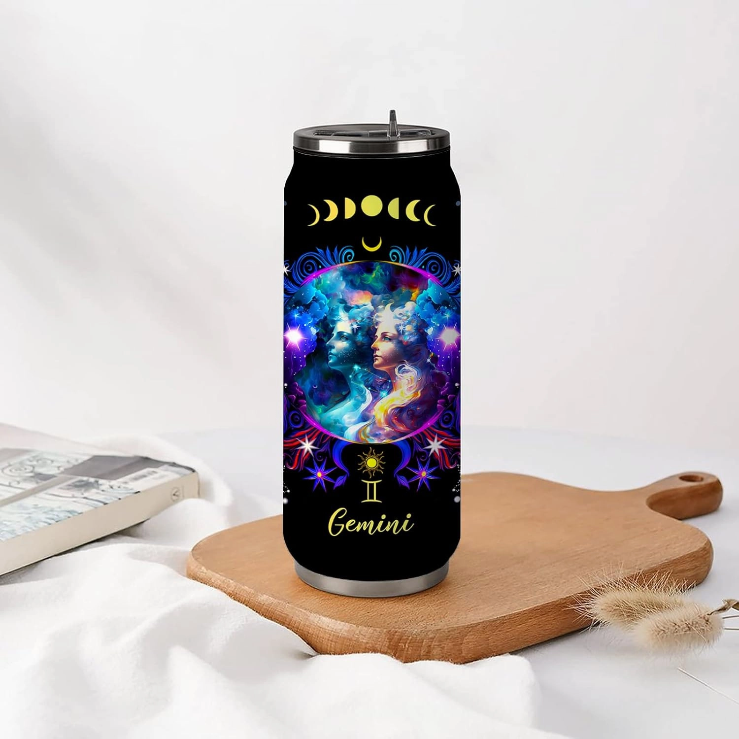 Gemini Constellation Tumbler Zodiac Stainless Steel Tumbler Men Women Astrology Fans Birthday Gifts Zodiac Tumbler With Straw Lid Coffee Mugs Car Cup - 17 Oz