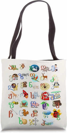 Georgian Alphabet, Georgian Patriotic Tote Bag
