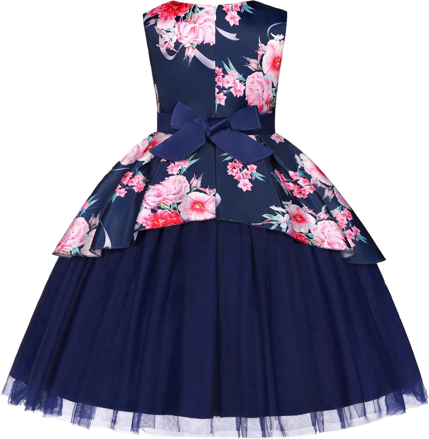 Girls Dress Sloping Bridesmaid Wedding Princess Children's Bow Birthday Ball Party Show Evening Lavender