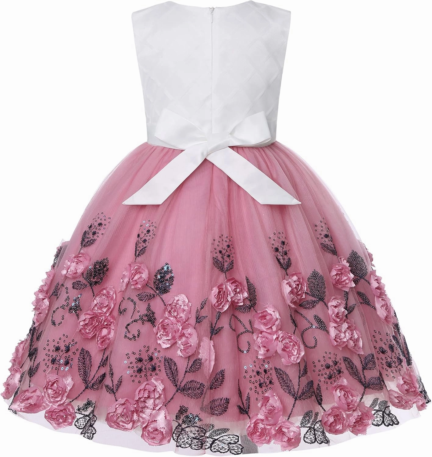 Girls Dress Sloping Bridesmaid Wedding Princess Children's Bow Birthday Ball Party Show Evening Lavender