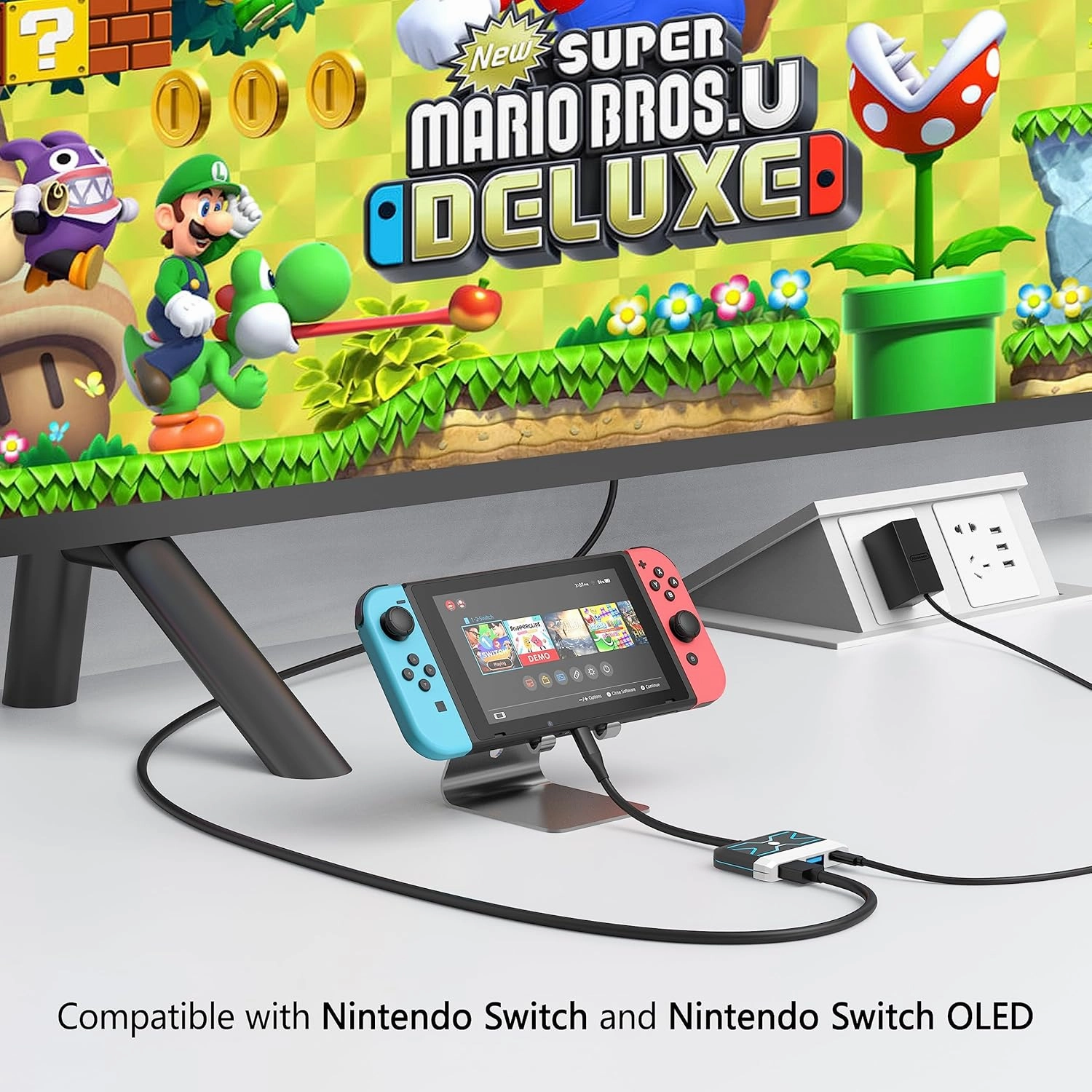 GKEAPZA Switch Dock for Nintendo Switch/OLED Switch,3-in-1 Portable TV Dock with 4K HDMI USB 3.0 Port USB C PD 100W Charging,Travel Docking Station Replacement for Switch