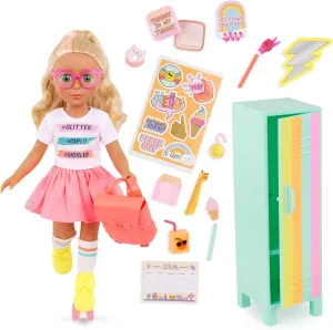 Glitter Girls – 14-Inch Poseable Doll Set – Blonde Hair & Green Eyes – School Locker, Roller Skates & Accessories – Toys for Kids 3 Years  – Sunnie & GG School Locker Playset