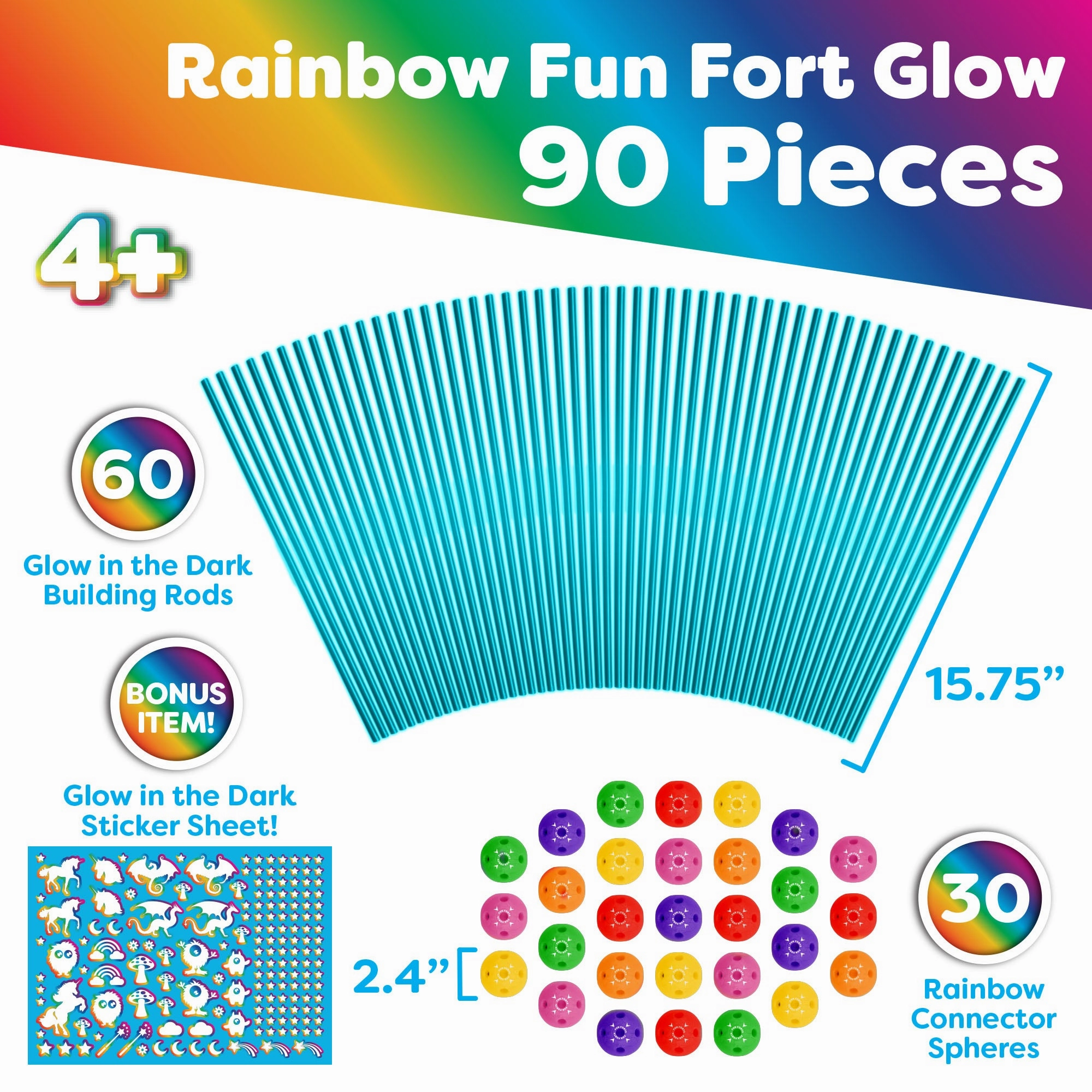 Glow in the Dark Fun Forts Construction Set - 90 Pieces