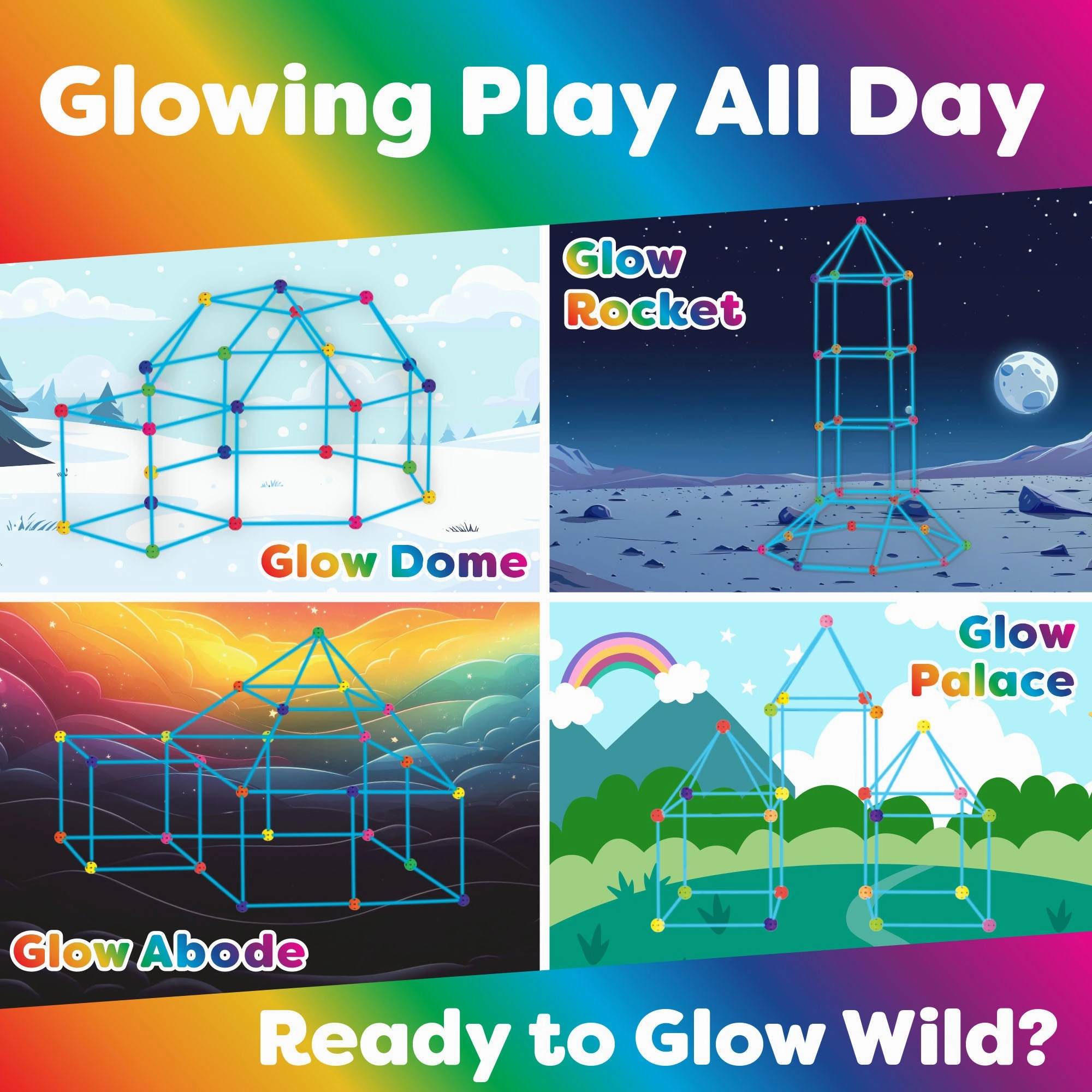 Glow in the Dark Fun Forts Construction Set - 90 Pieces