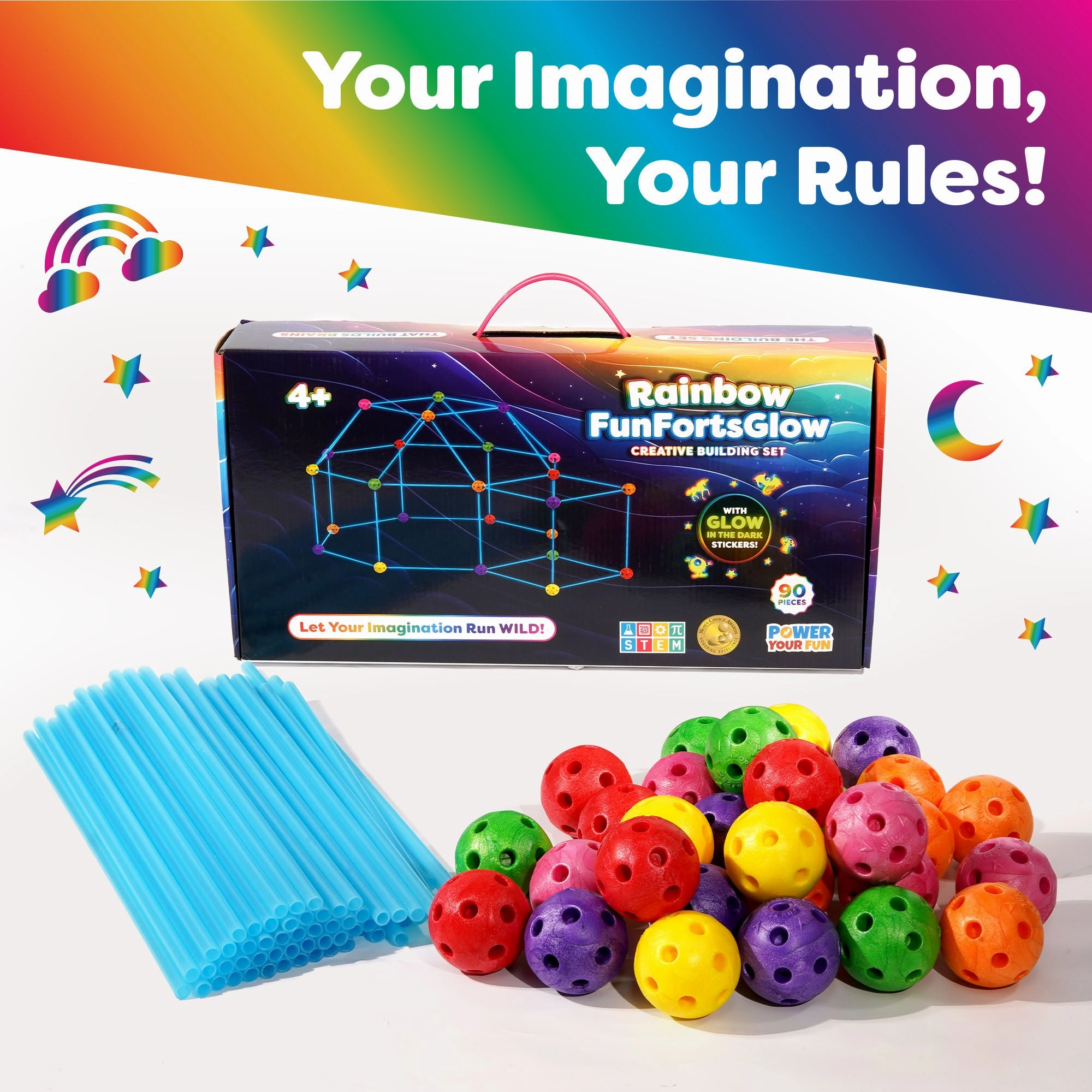 Glow in the Dark Fun Forts Construction Set - 90 Pieces