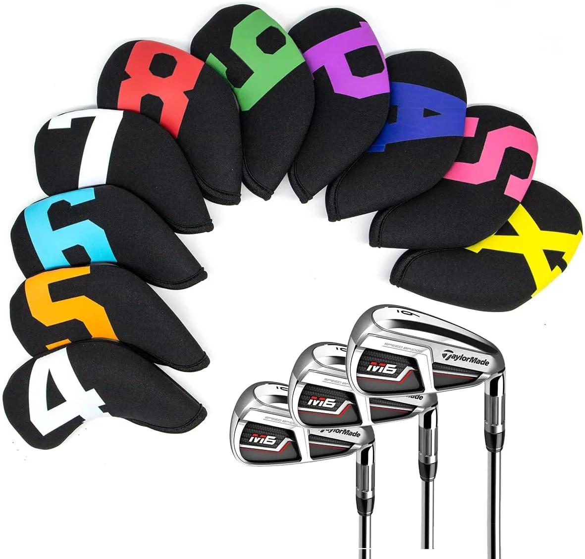 Golf Club Head Covers with Colorful Number Neoprene Iron Covers Set - Fit All Brands - 4/10pcs