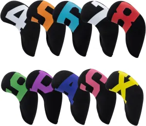 Golf Club Head Covers with Colorful Number Neoprene Iron Covers Set - Fit All Brands - 4/10pcs