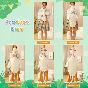 Goose Stuffed Animal 51 Inch Plush Doll Toy, Cute Duck Plush Cushion Soft Huge Plushies Pillow, Gift for Kids and Friends, White