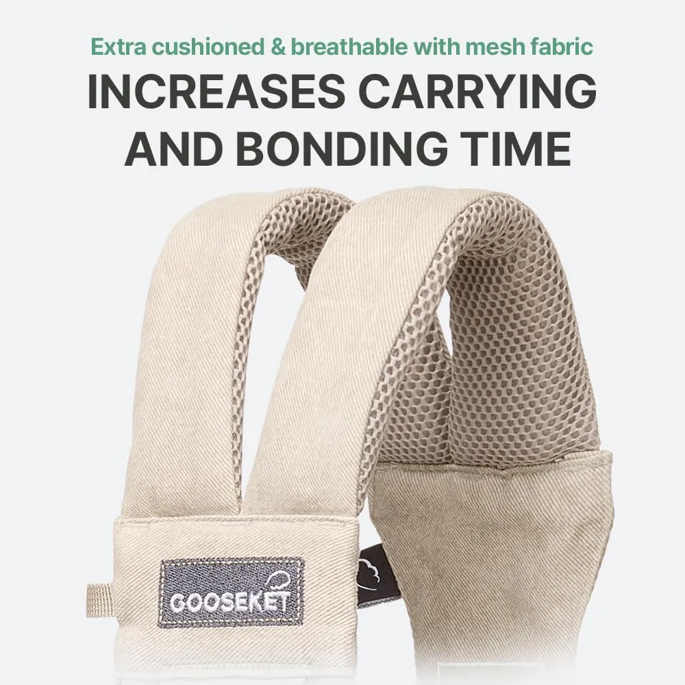 GOOSEKET 365 Toddler Carrier, 100% Cotton, Lightweight, Easy-to-USE, Portable, Suitable from 6-48 Months, Supports UP to 44LBS (Black)