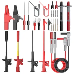 Goupchn 28PCS Multimeter Test Leads Kit with Alligator Clips High Voltage Flexible Test Probes Insulation Piercing Test Clip Replaceable Precision Sharp Probes Multifunction