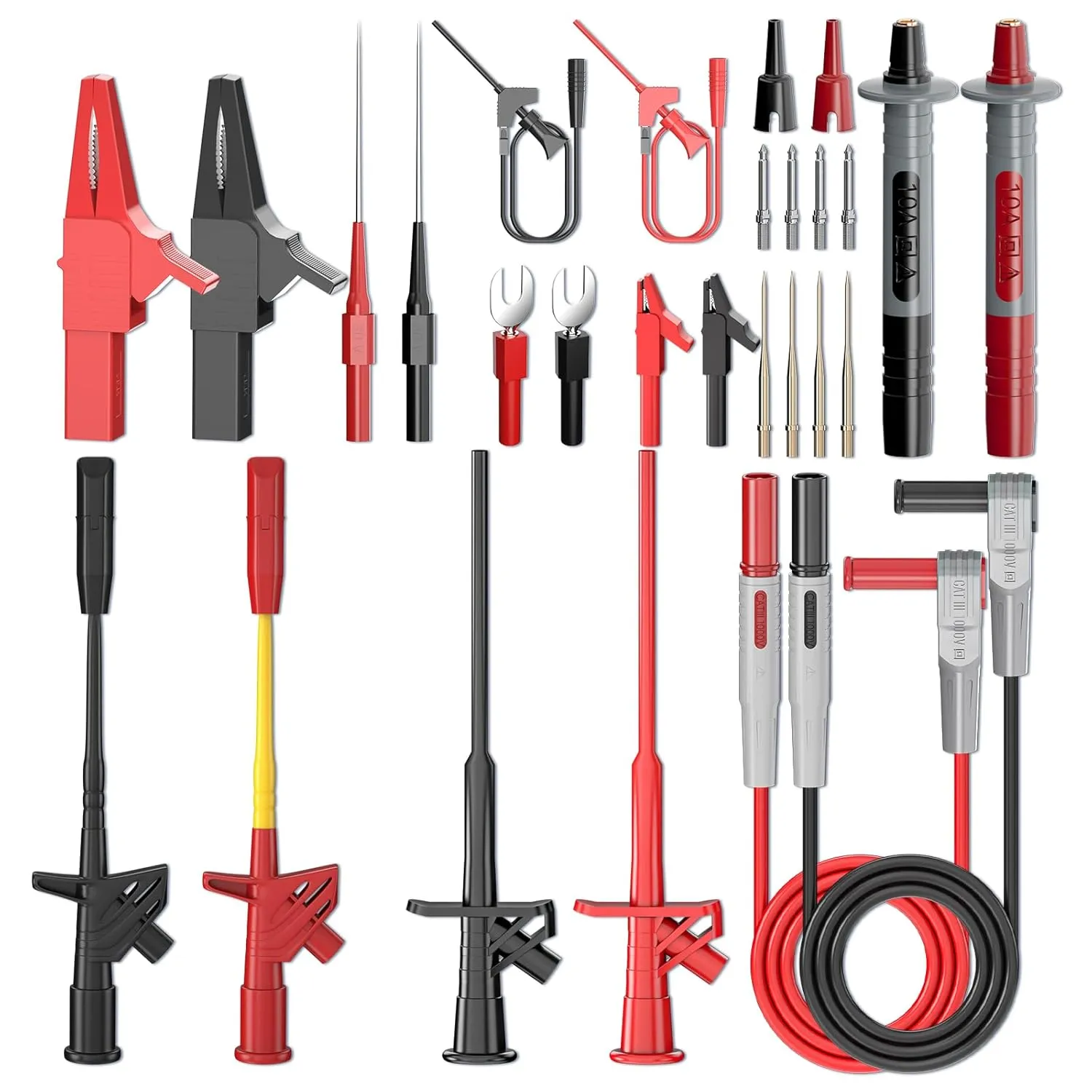 Goupchn 28PCS Multimeter Test Leads Kit with Alligator Clips High Voltage Flexible Test Probes Insulation Piercing Test Clip Replaceable Precision Sharp Probes Multifunction