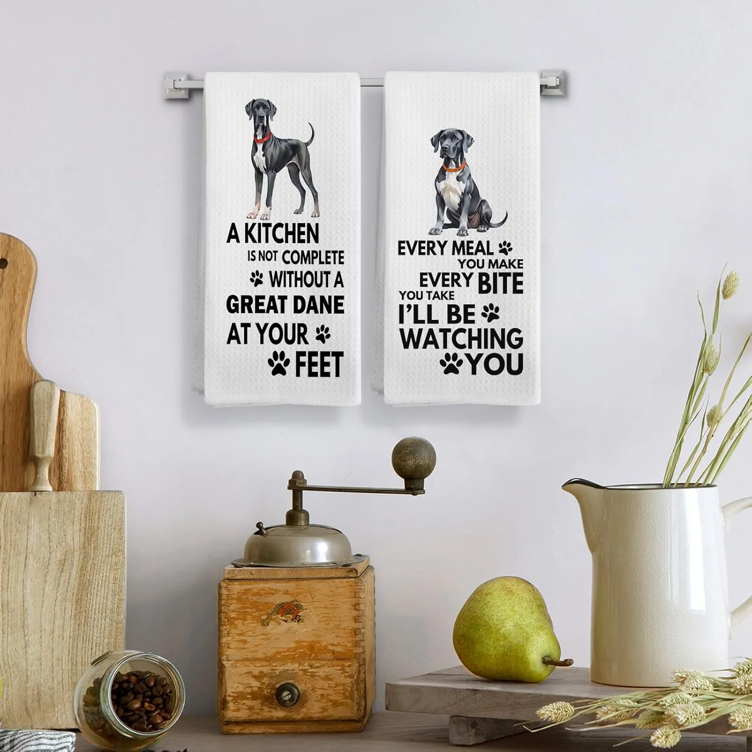 Great Dane Dog Kitchen Towels, Every Meal You Make Great Dane Kitchen Towels Decorative Set, Great Dane Gifts, Great Dane Dog Hand Dish Tea Towels for Kitchen 16x24 Inch