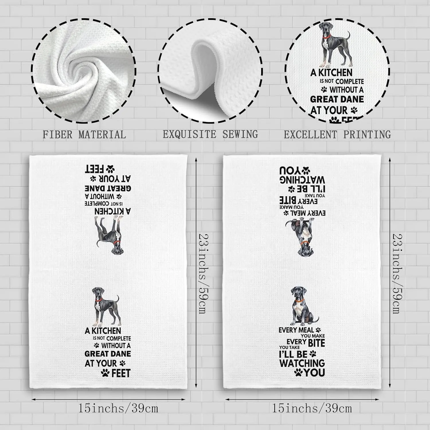 Great Dane Dog Kitchen Towels, Every Meal You Make Great Dane Kitchen Towels Decorative Set, Great Dane Gifts, Great Dane Dog Hand Dish Tea Towels for Kitchen 16x24 Inch