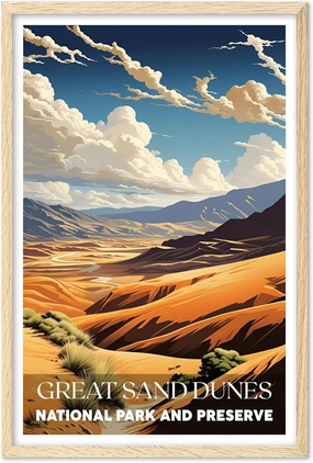 Great Sand Dunes National Park Wall Art - Travel Poster, Living Room (UNFRAMED)