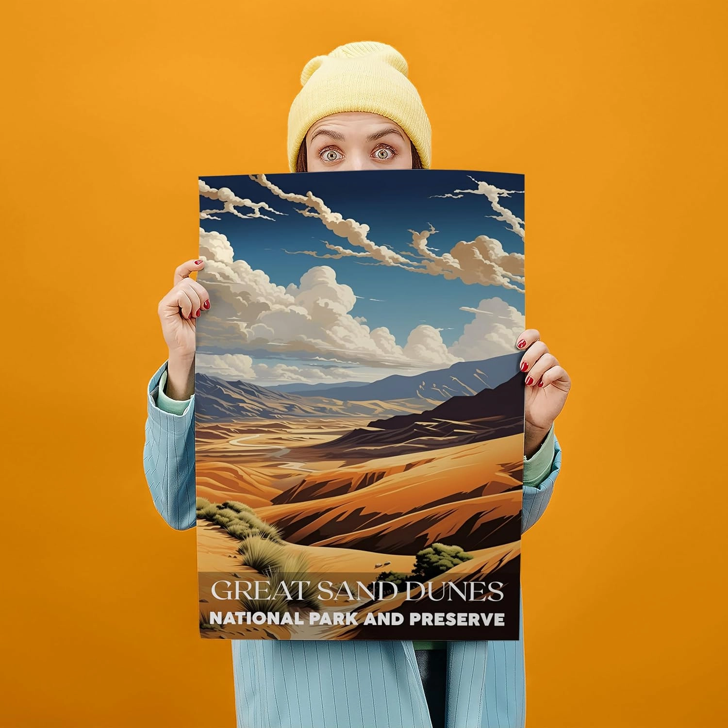 Great Sand Dunes National Park Wall Art - Travel Poster, Living Room (UNFRAMED)