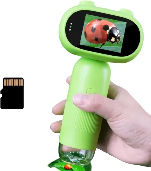 GreenPeek Microscope for Kids with 2" Screen 1000x Portable Pocket Digital Kids Mini Scope, 16GB Card, Kids Educational Science Kit, Gift for Kids 4-12 (Light Green)