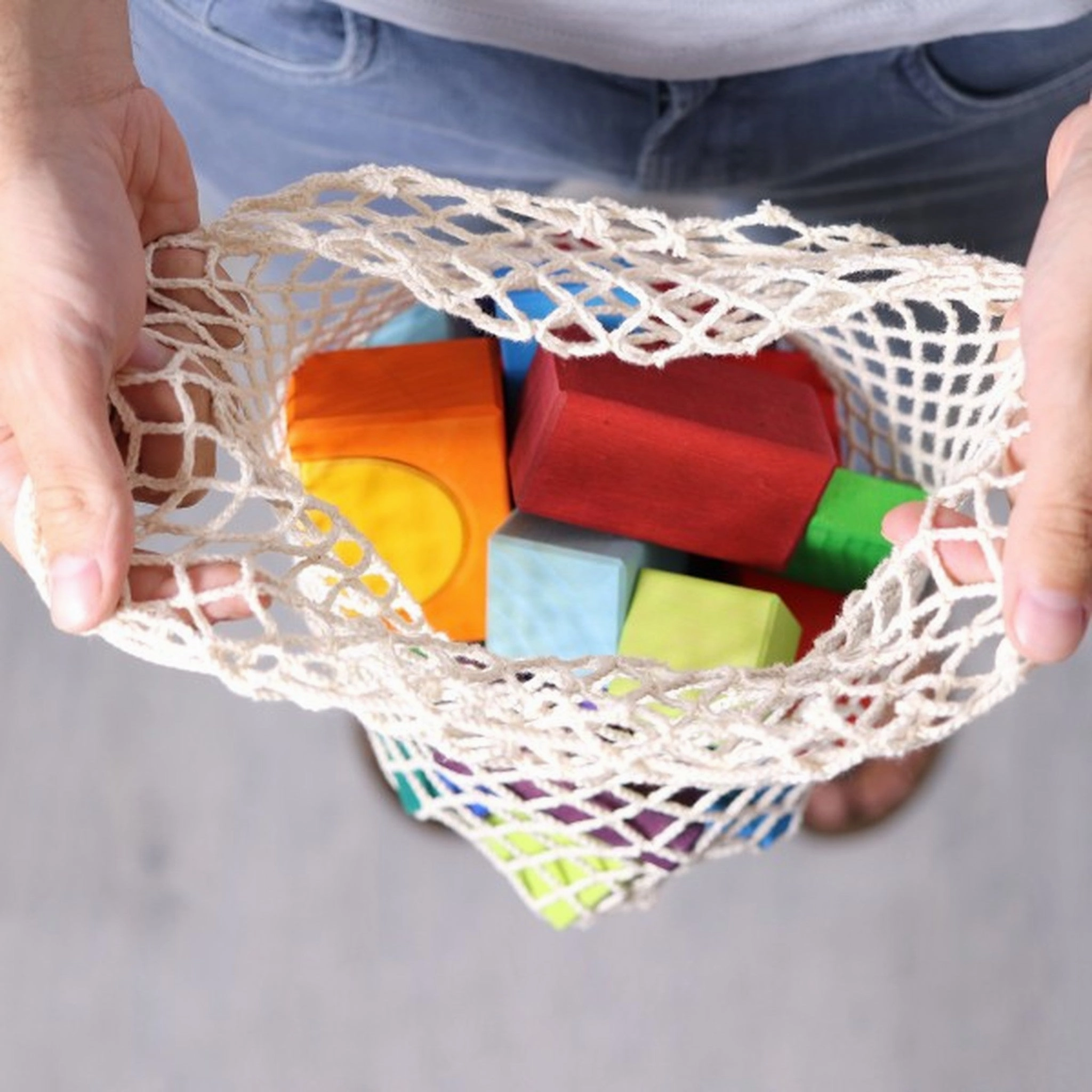 Grimm's 30 Wooden Rainbow Geo-Blocks