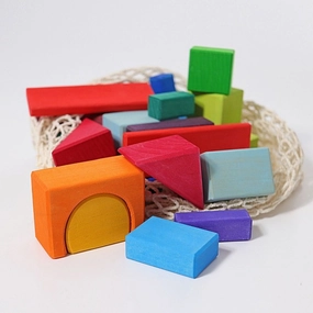 Grimm's 30 Wooden Rainbow Geo-Blocks