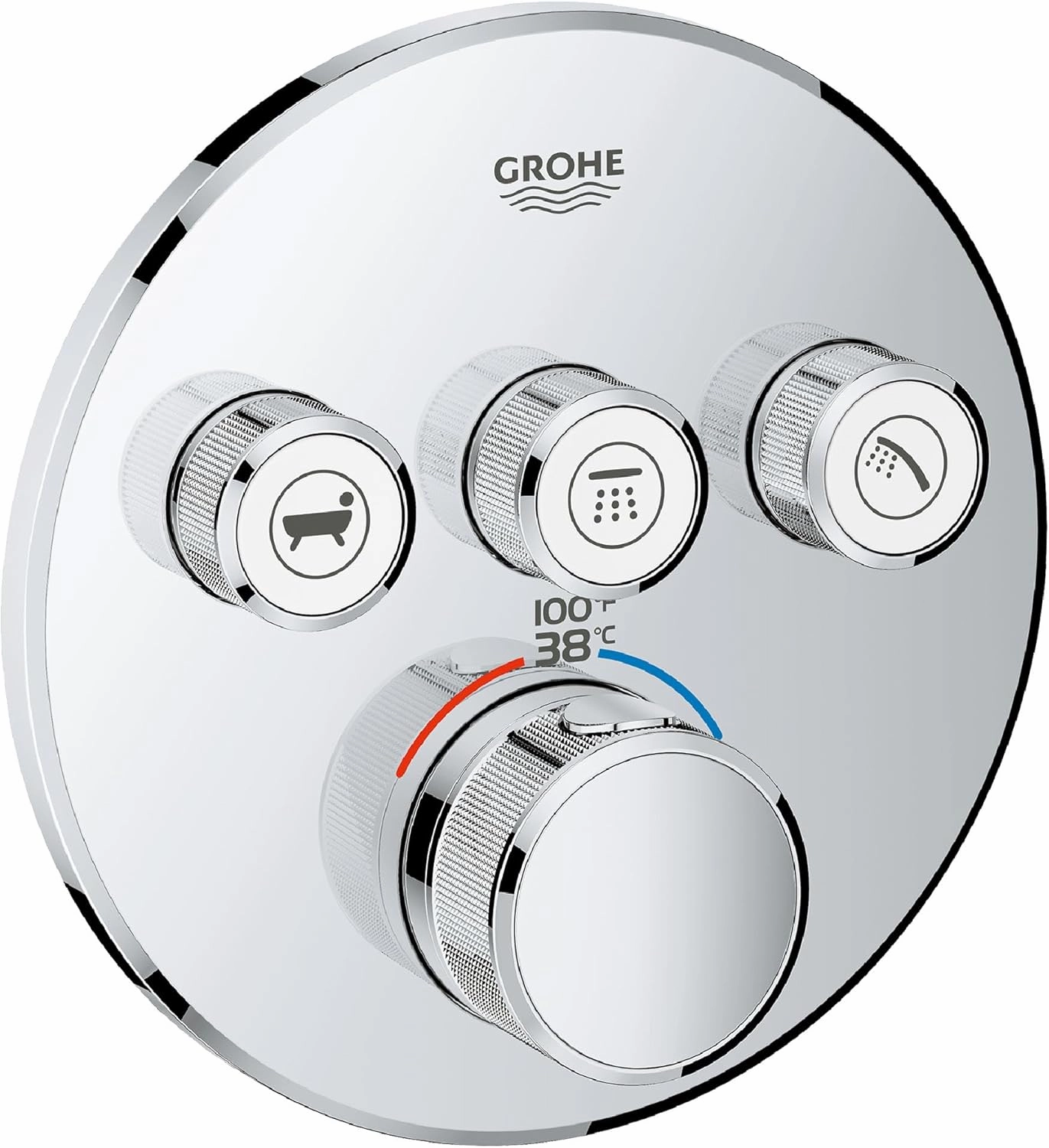 GROHE 29138000 29138 Round US Chrome Thm Smartcontrol 3,Starlight Chrome