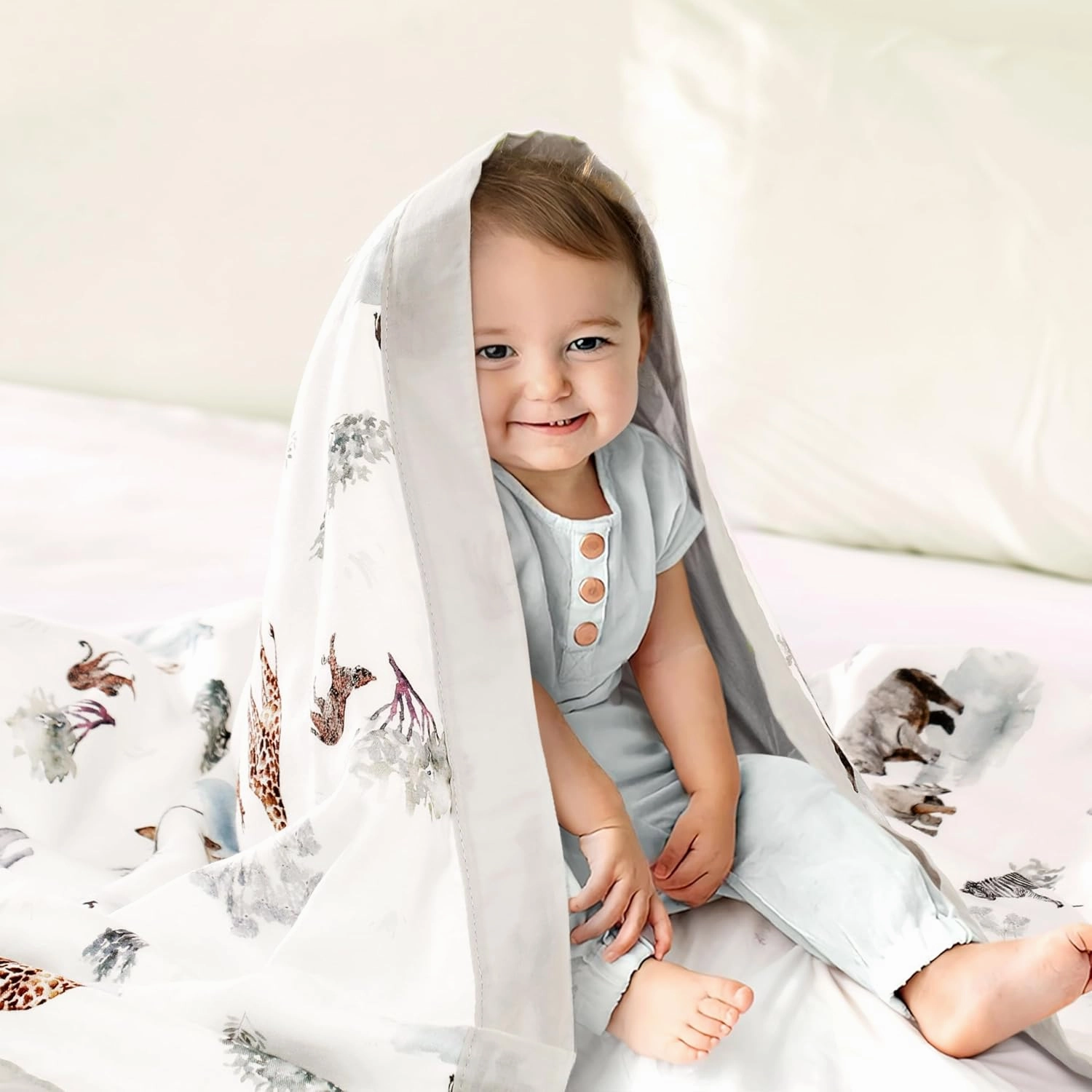 GRSSDER Cotton Muslin Quilt Blanket - Silky Soft and Breathable Baby Blanket Quilt, Oversized Muslin Blankets for Newborns, Toddlers & Kids, 6 Layers Reversible Design for All Seasons, 47" x 47"