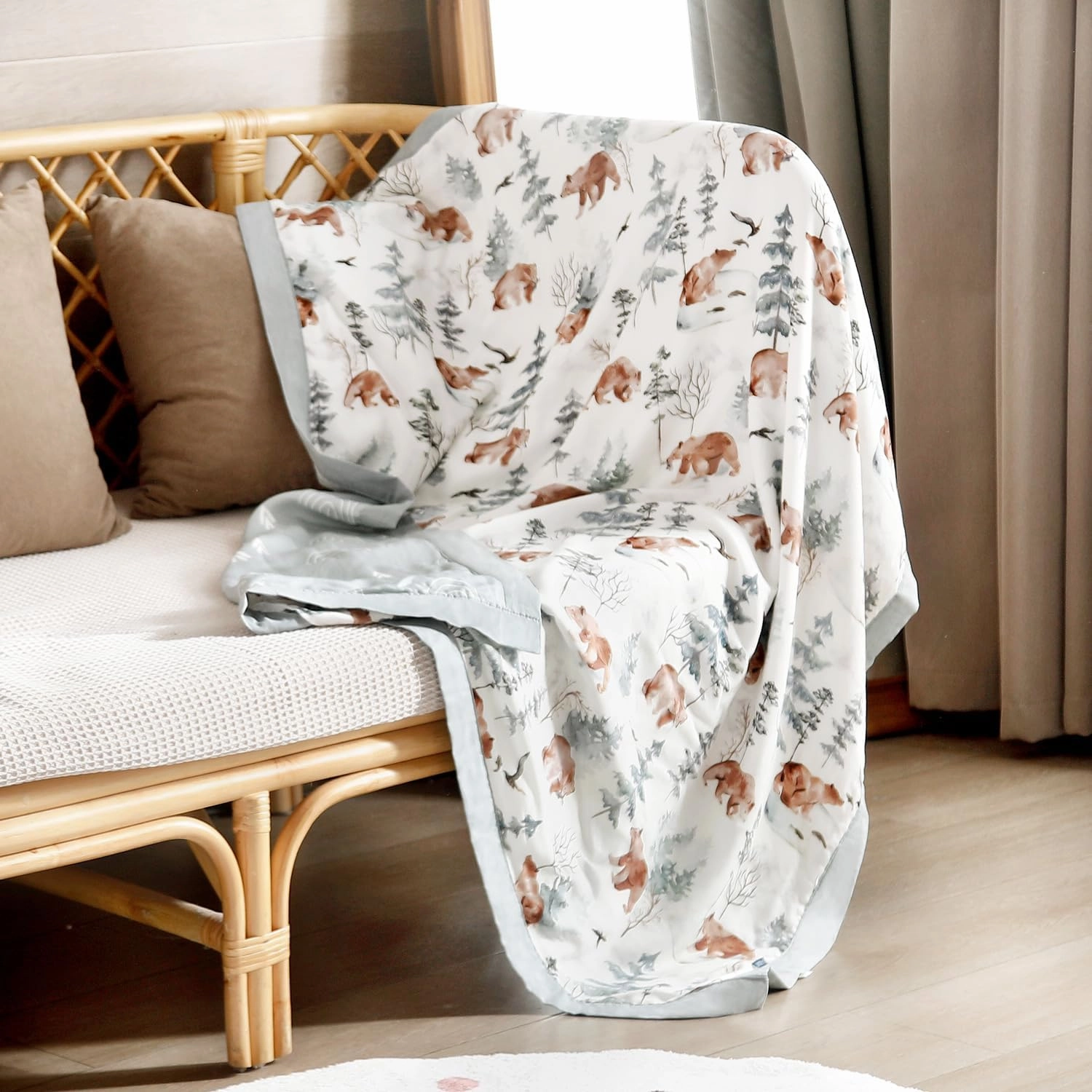GRSSDER Muslin Cotton Quilt Blanket - Silky Soft and Breathable Baby Blanket Quilt, Oversized Muslin Blankets for Newborns, Toddlers & Kids, 6 Layers Reversible Design for All Seasons, 47" x 47"