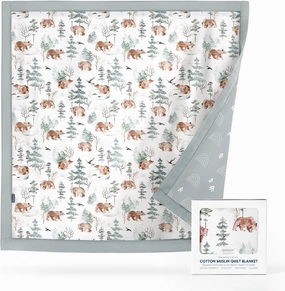 GRSSDER Muslin Cotton Quilt Blanket - Silky Soft and Breathable Baby Blanket Quilt, Oversized Muslin Blankets for Newborns, Toddlers & Kids, 6 Layers Reversible Design for All Seasons, 47" x 47"