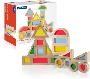Guidecraft Jr. Rainbow Blocks 20 Piece Set: Kids Colorful Learning and Educational Toy