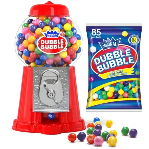 Gumball Machine for Kids 8.5" - Coin Operated Bubble Gum Machine and Toy Bank - Candy Machine Dispenser Includes 85 Gum Balls - Great Candy Dispenser Machine Gift Toys for Girls and Boys (Red)