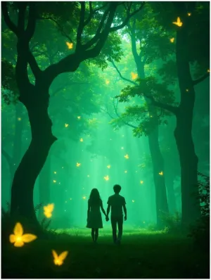 GVYGVY Diamond Painting (Frameless) Couple Walking Enchanted Forest Full Drill Diamond Art Kits Corlorful Diamond Painting Kits for Adults for Home Wall Decor