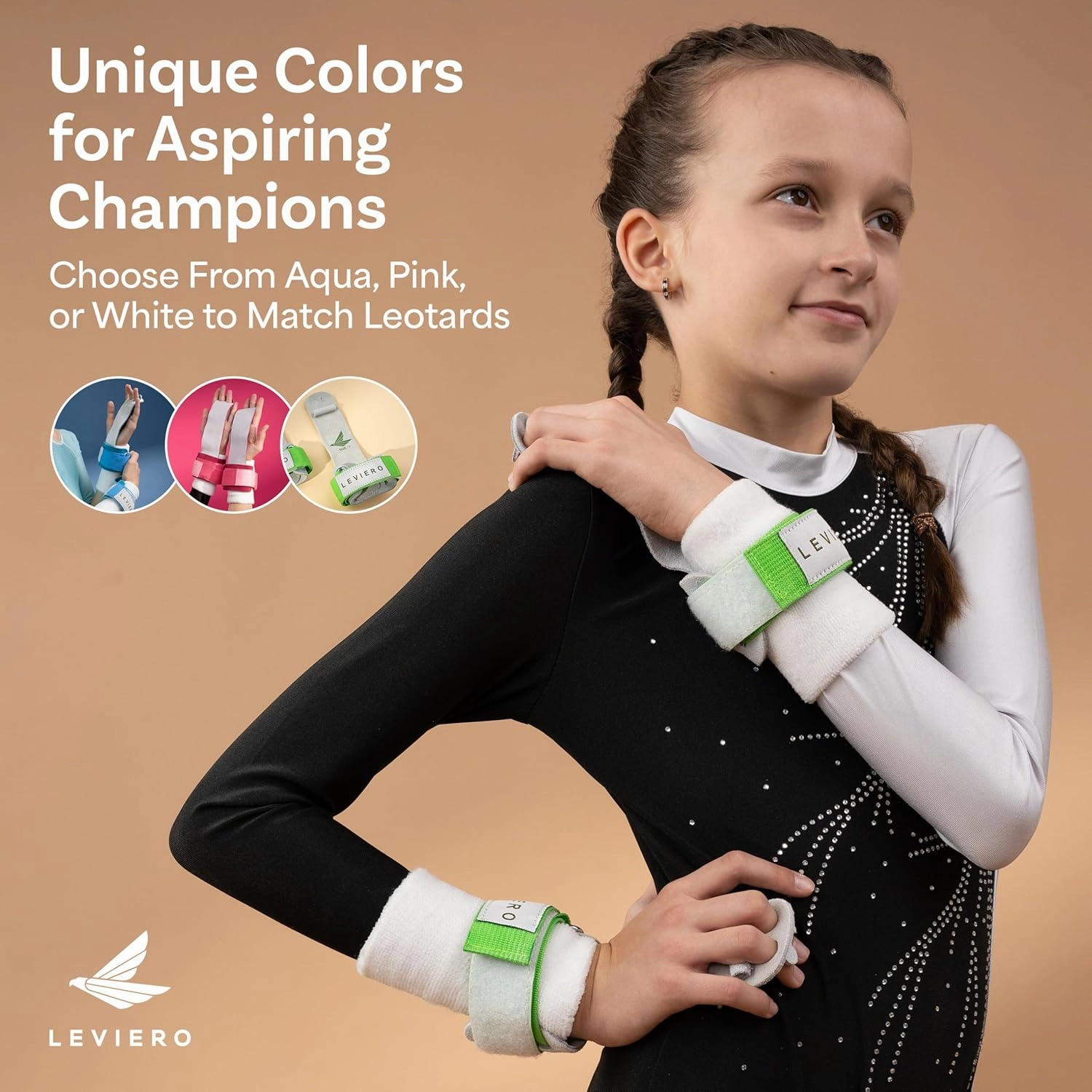 Gymnastics Grips Set, Grips for Gymnastics Girls, Dowel Grips with Soft Leather, Hook and Loop Wrist Straps, and Adjustable Finger Holes, for All Ages