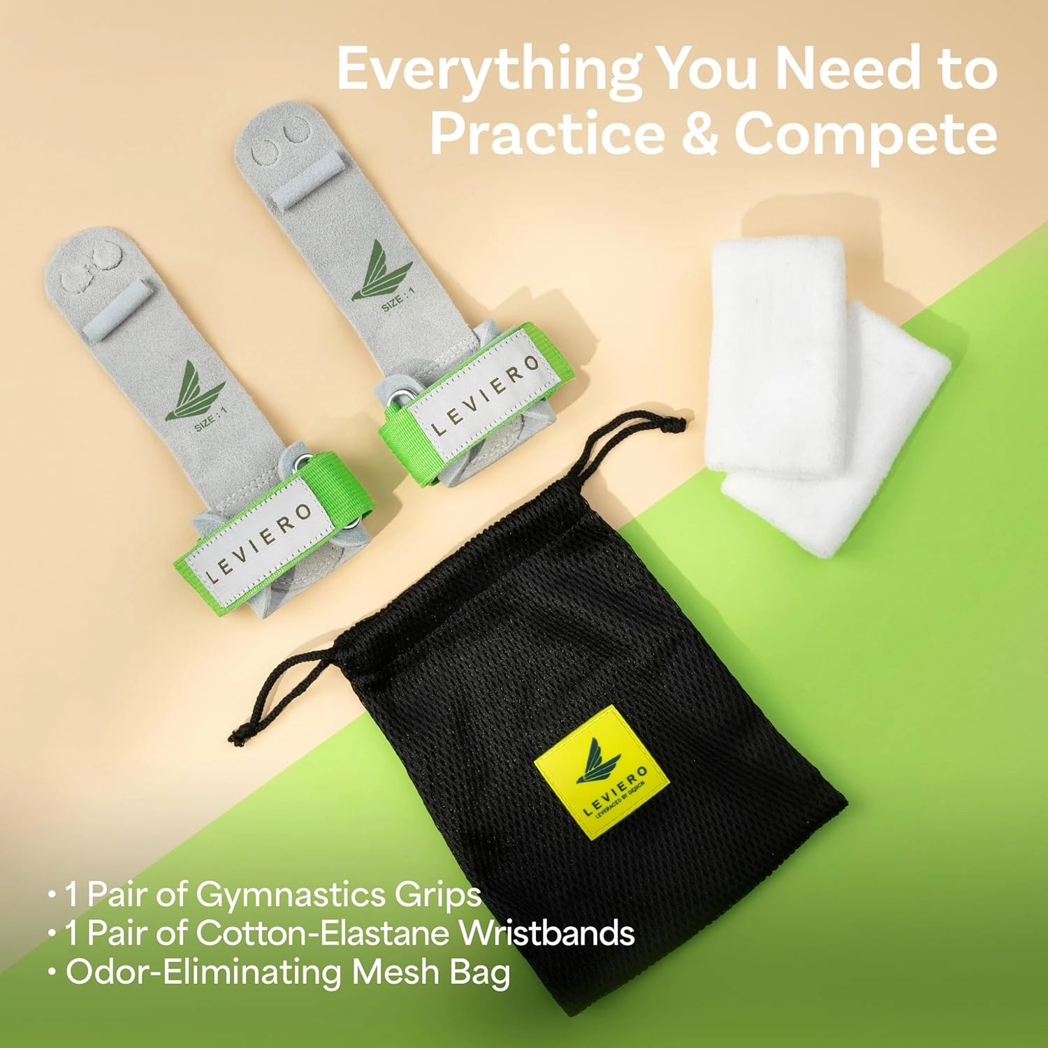 Gymnastics Grips Set, Grips for Gymnastics Girls, Dowel Grips with Soft Leather, Hook and Loop Wrist Straps, and Adjustable Finger Holes, for All Ages