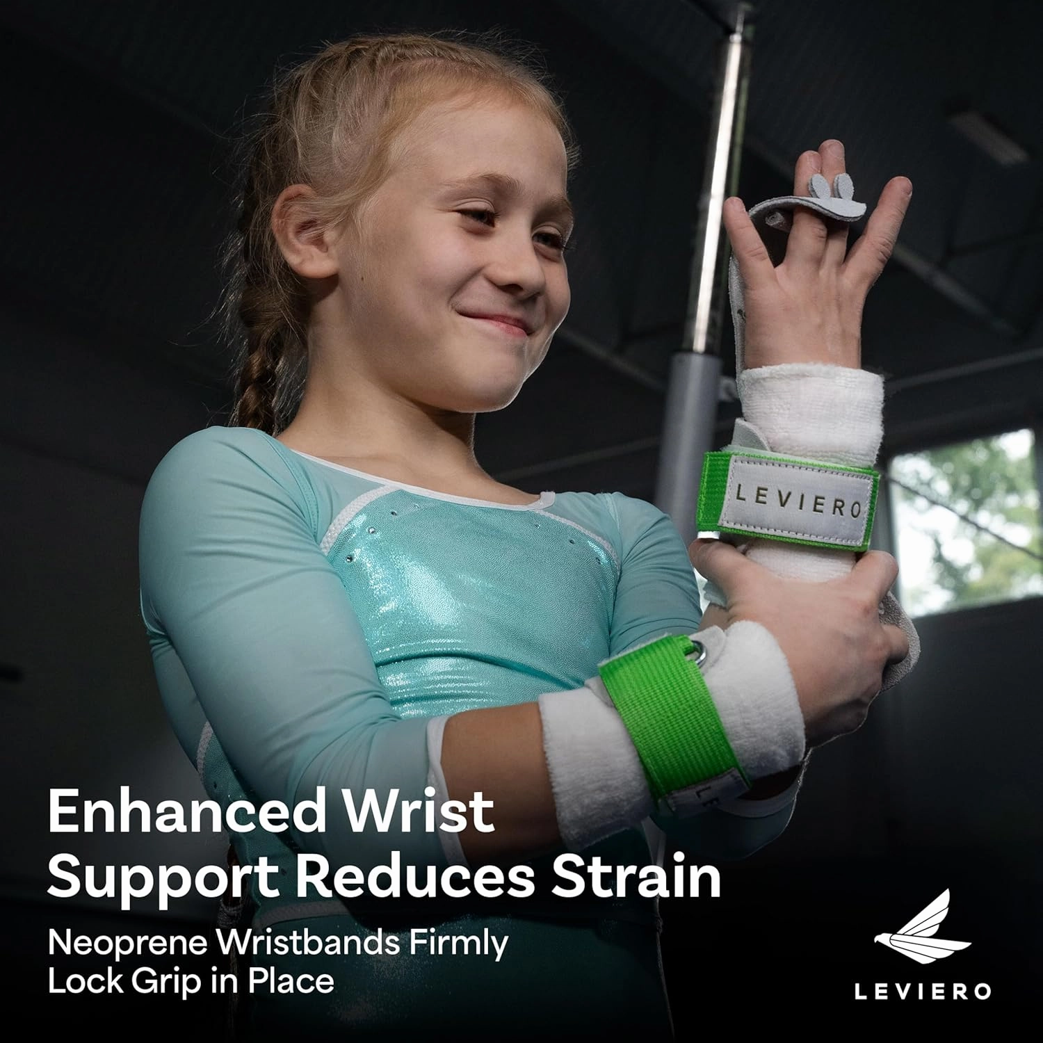 Gymnastics Grips Set, Grips for Gymnastics Girls, Dowel Grips with Soft Leather, Hook and Loop Wrist Straps, and Adjustable Finger Holes, for All Ages
