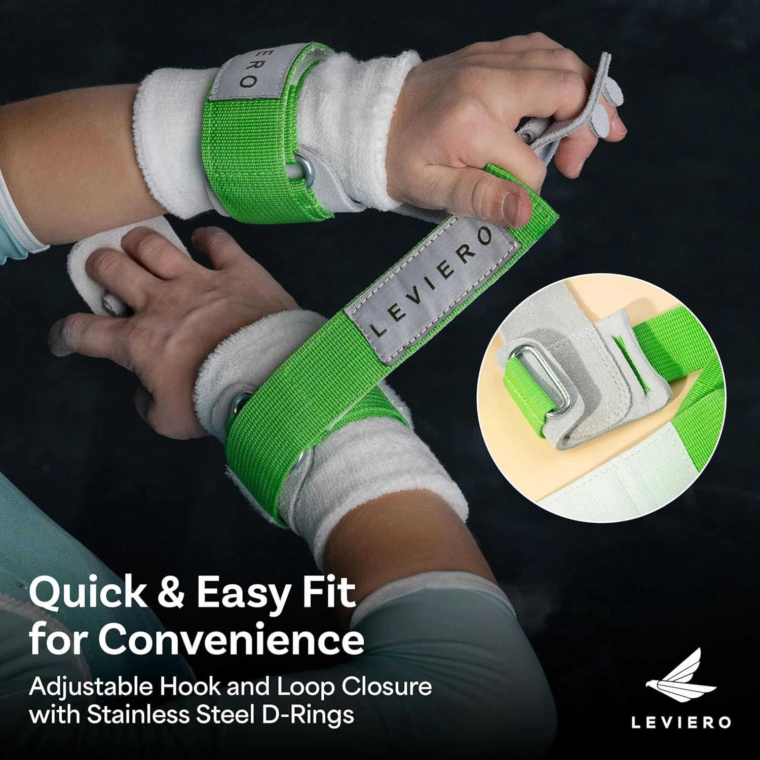 Gymnastics Grips Set, Grips for Gymnastics Girls, Dowel Grips with Soft Leather, Hook and Loop Wrist Straps, and Adjustable Finger Holes, for All Ages