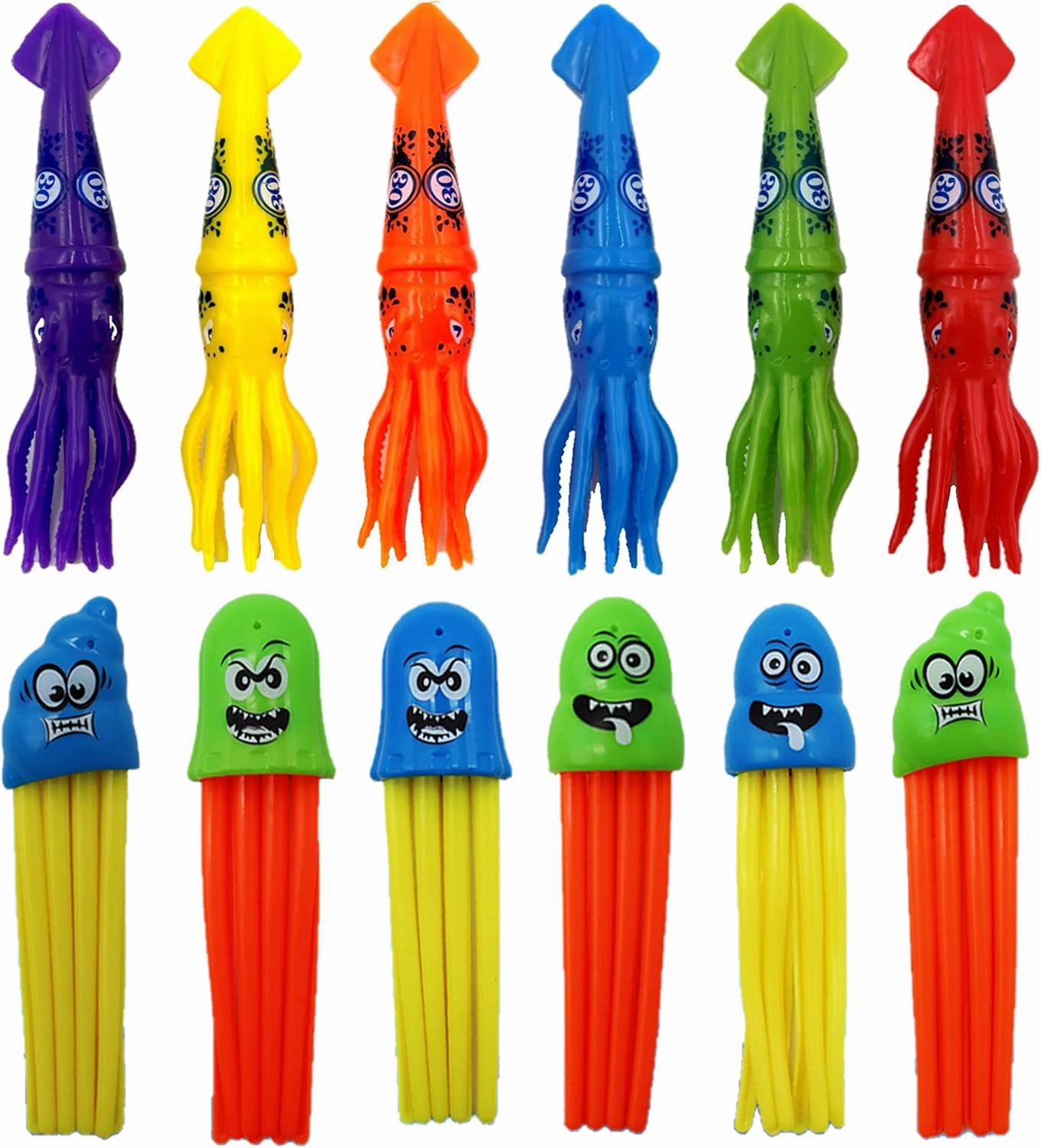 Haktoys Underwater Pool Diving Toy Set for Kids, Practice Diving and Swimming, Multicolor Sinking Squids and Jellyfish (Set of 12 Pieces)