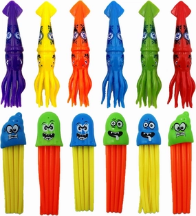 Haktoys Underwater Pool Diving Toy Set for Kids, Practice Diving and Swimming, Multicolor Sinking Squids and Jellyfish (Set of 12 Pieces)