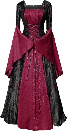 Halloween Masquerade Dresses for Women Trumpet Sleeve Gothic Vintage Court Dress Empire Waist Renaissance Dress