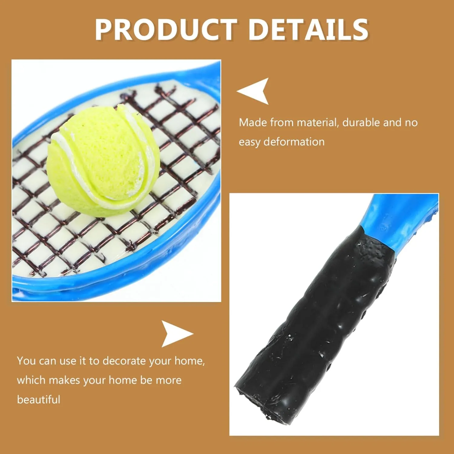 HANABASS 16pcs Mini Tennis Racket Model Simulation Rackets and for Home Decoration Dollhouses and Play Accessories Cute Tennis for Boys and Girls and Friends