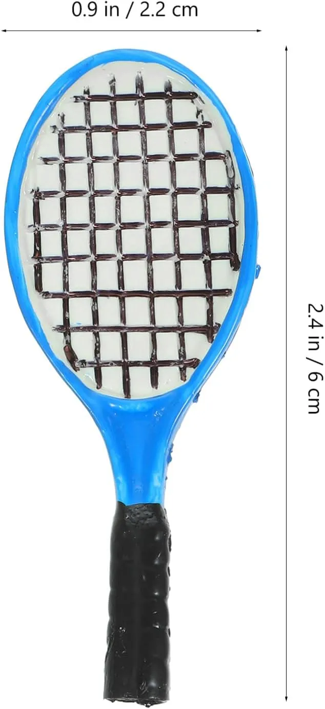 HANABASS 16pcs Mini Tennis Racket Model Simulation Rackets and for Home Decoration Dollhouses and Play Accessories Cute Tennis for Boys and Girls and Friends