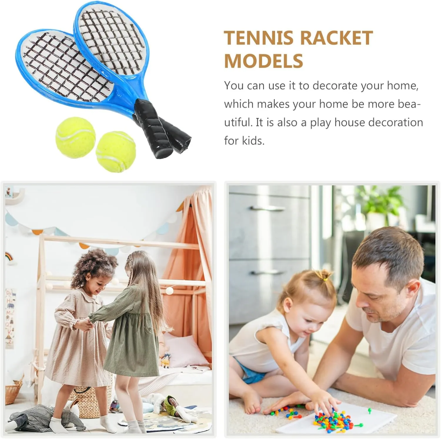 HANABASS 16pcs Mini Tennis Racket Model Simulation Rackets and for Home Decoration Dollhouses and Play Accessories Cute Tennis for Boys and Girls and Friends