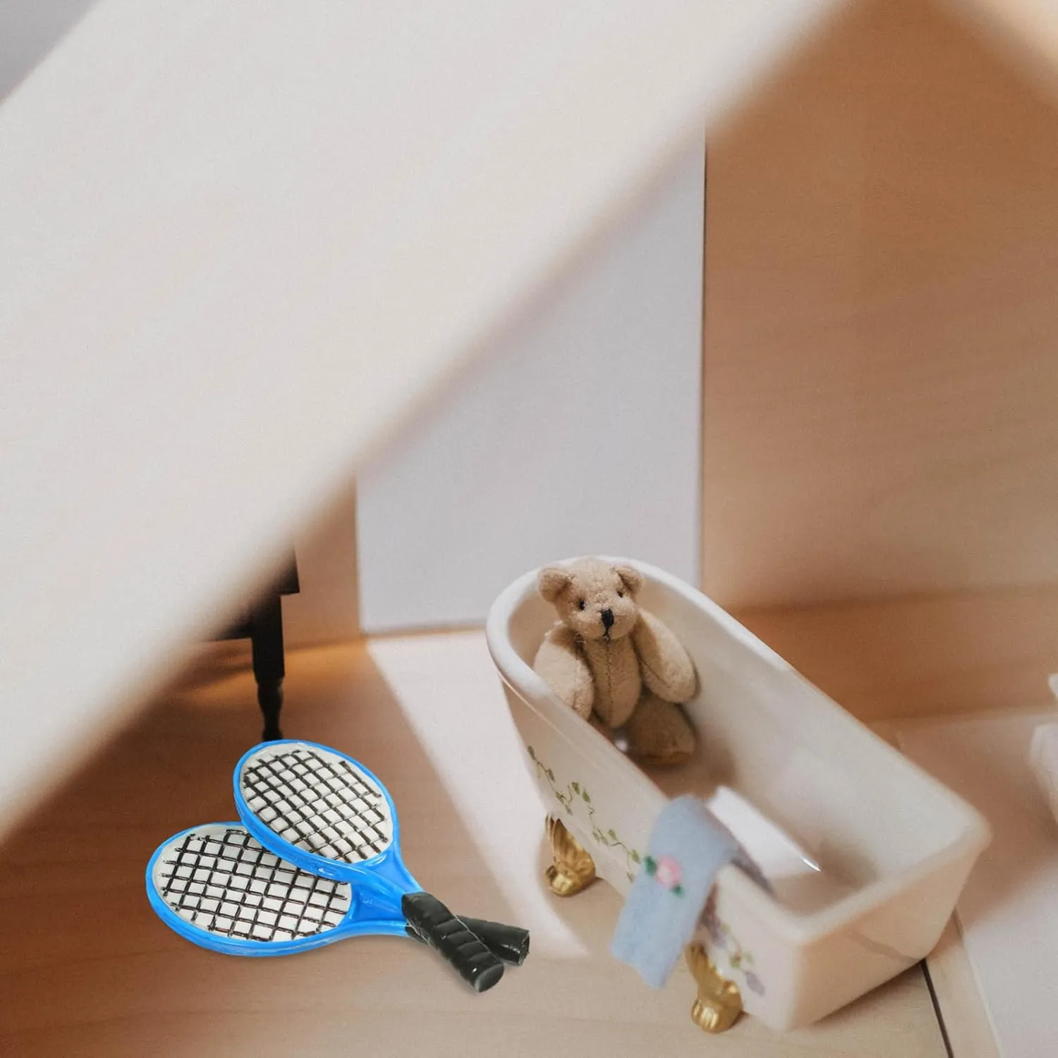 HANABASS 16pcs Mini Tennis Racket Model Simulation Rackets and for Home Decoration Dollhouses and Play Accessories Cute Tennis for Boys and Girls and Friends