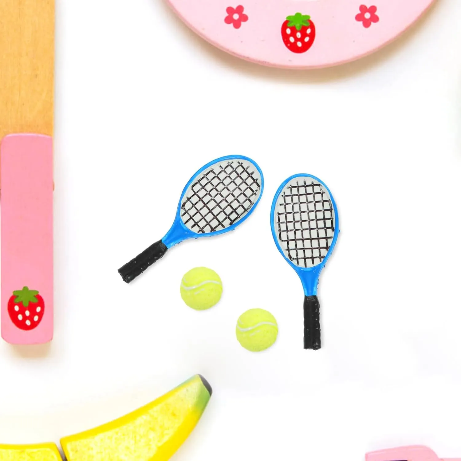 HANABASS 16pcs Mini Tennis Racket Model Simulation Rackets and for Home Decoration Dollhouses and Play Accessories Cute Tennis for Boys and Girls and Friends