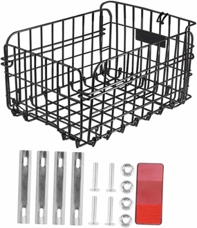 HANABASS Folding Rear Bike Basket Sturdy Metal Carrier with Quick Release Mounting Rack Detachable Design for and Access for Road Biking and Daily Errands