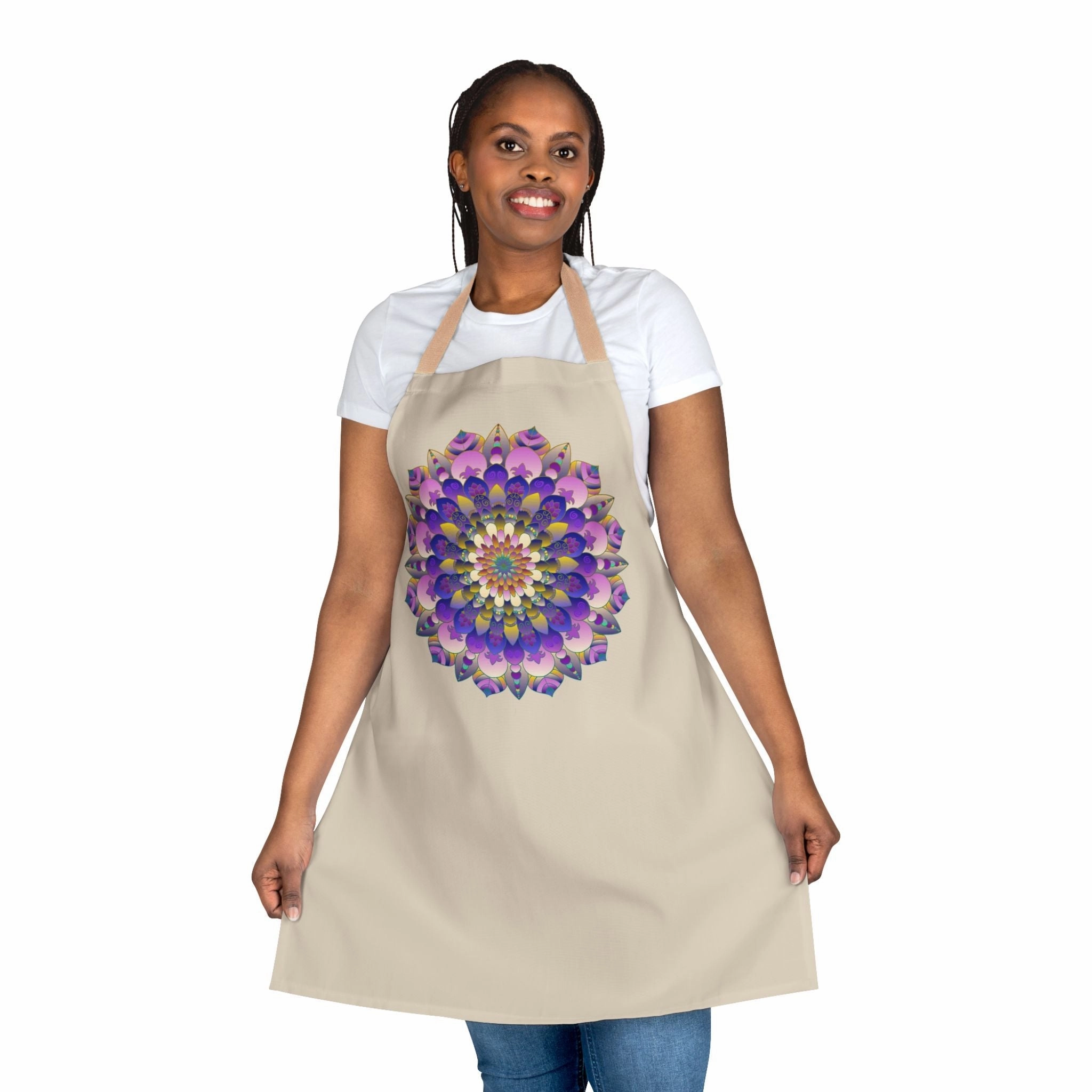 Hand-Drawn Mandala Art Apron - Beige