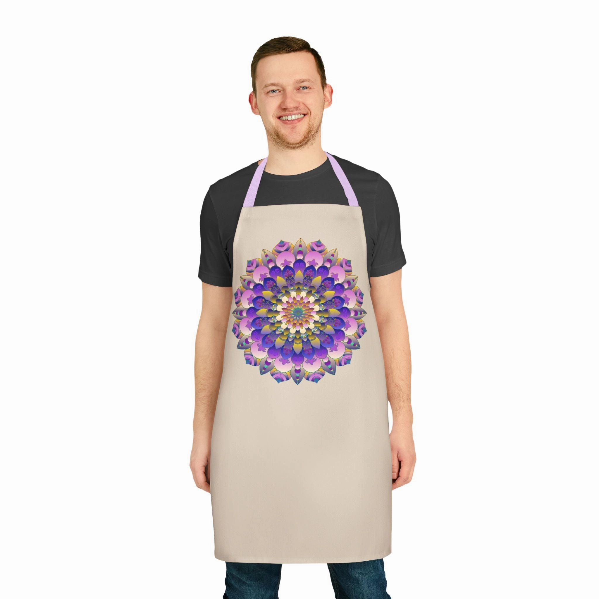 Hand-Drawn Mandala Art Apron - Beige