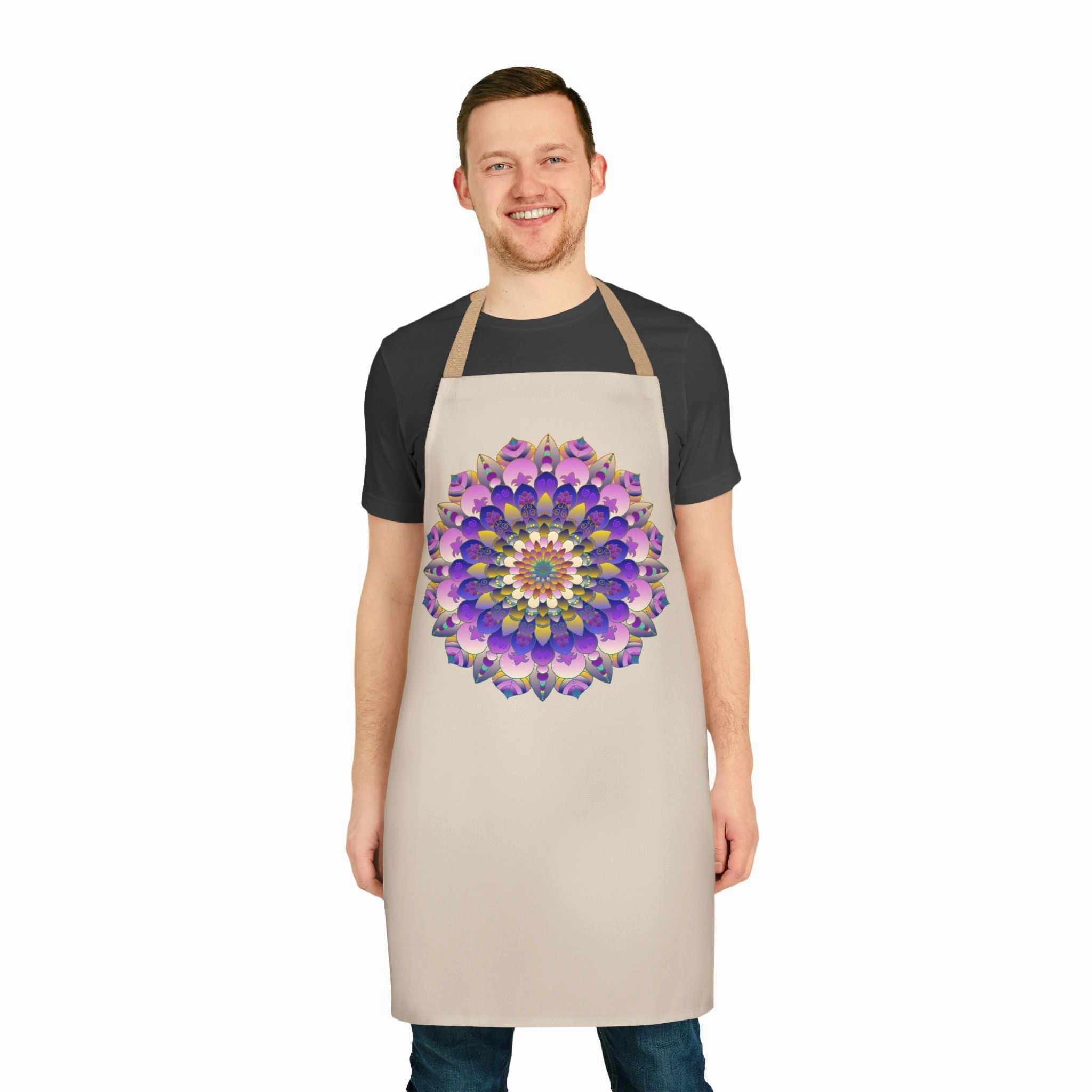 Hand-Drawn Mandala Art Apron - Beige
