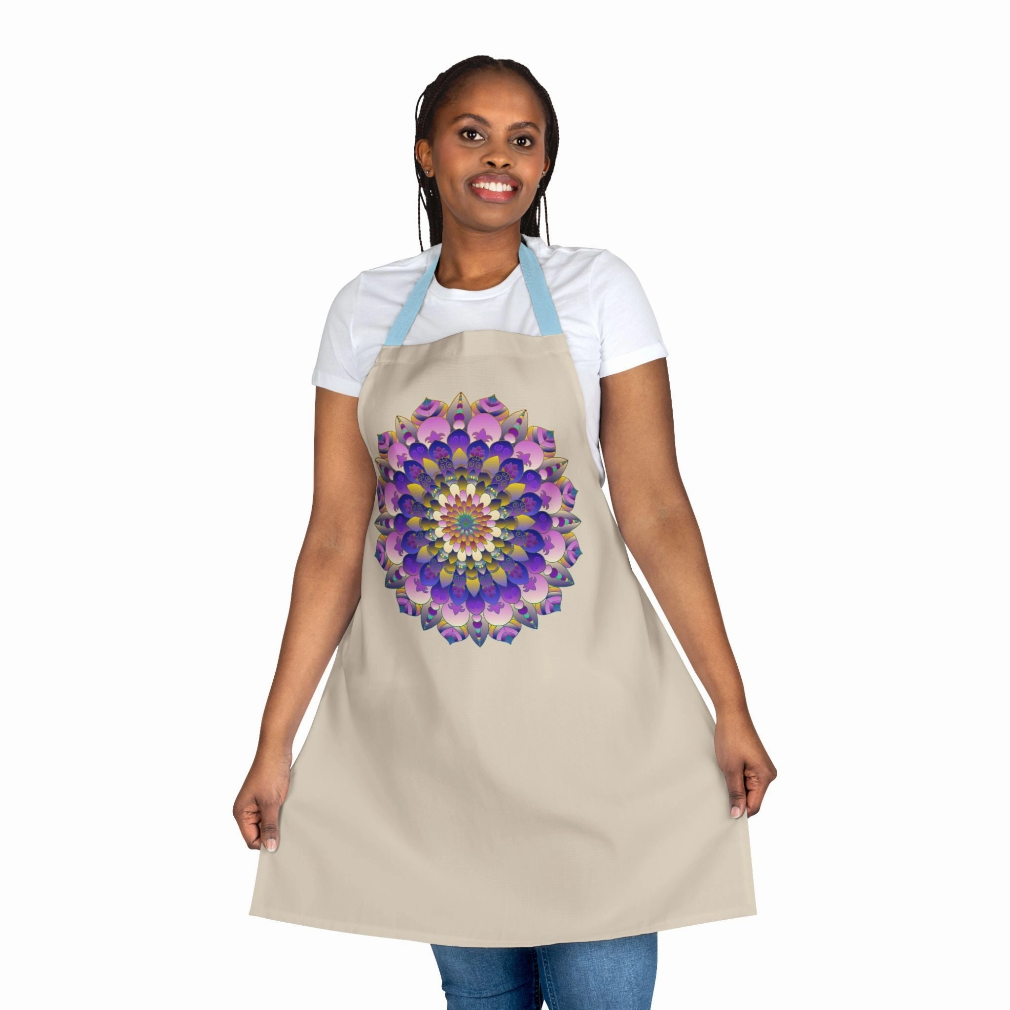 Hand-Drawn Mandala Art Apron - Beige