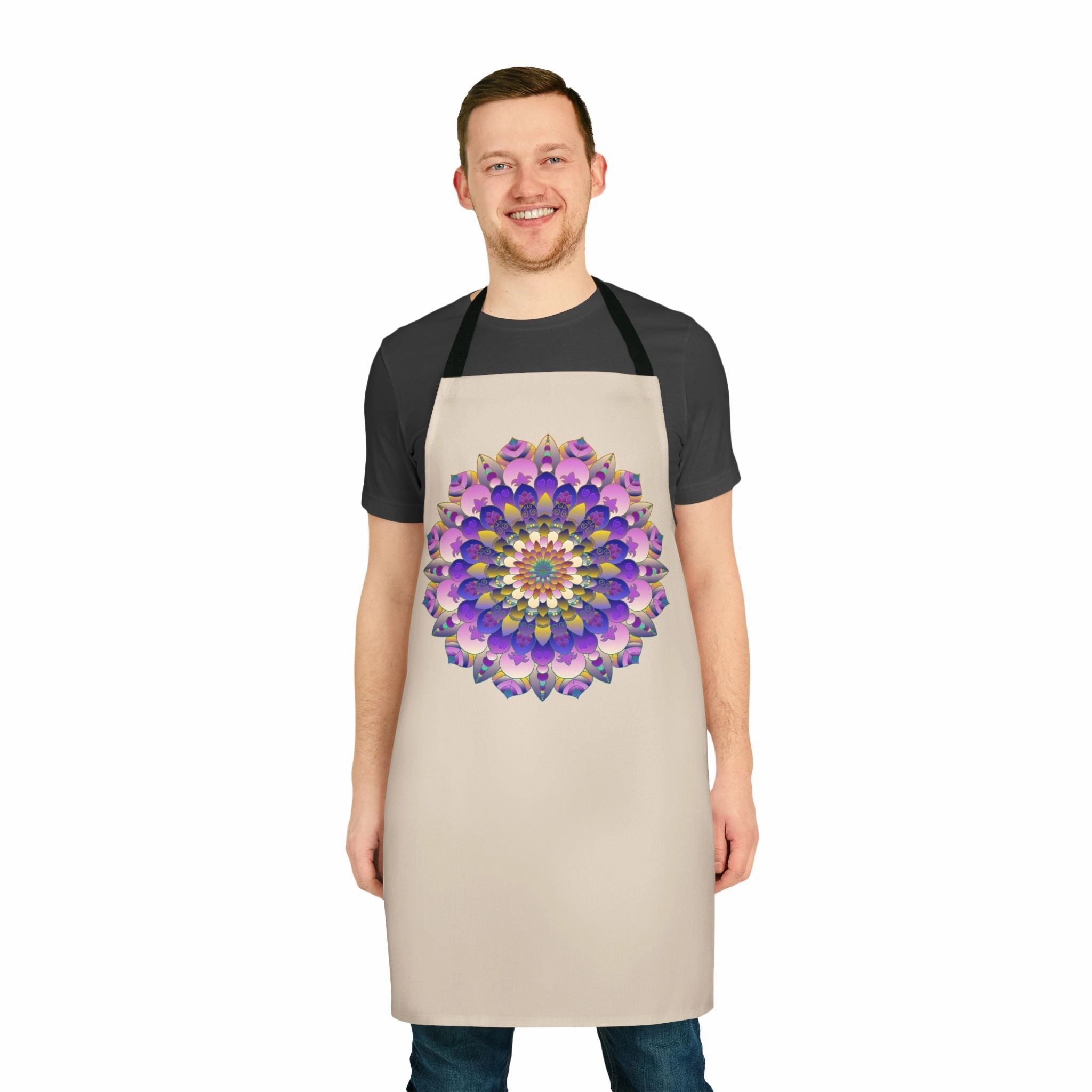 Hand-Drawn Mandala Art Apron - Beige