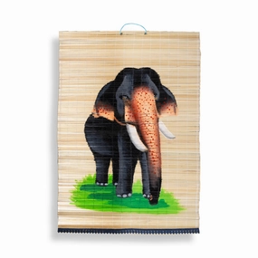 Hand Painted Bamboo Mat Wall Hanging - 24 x 15 Inches | Painted Wall Decoration/ Wall Hanger for Home