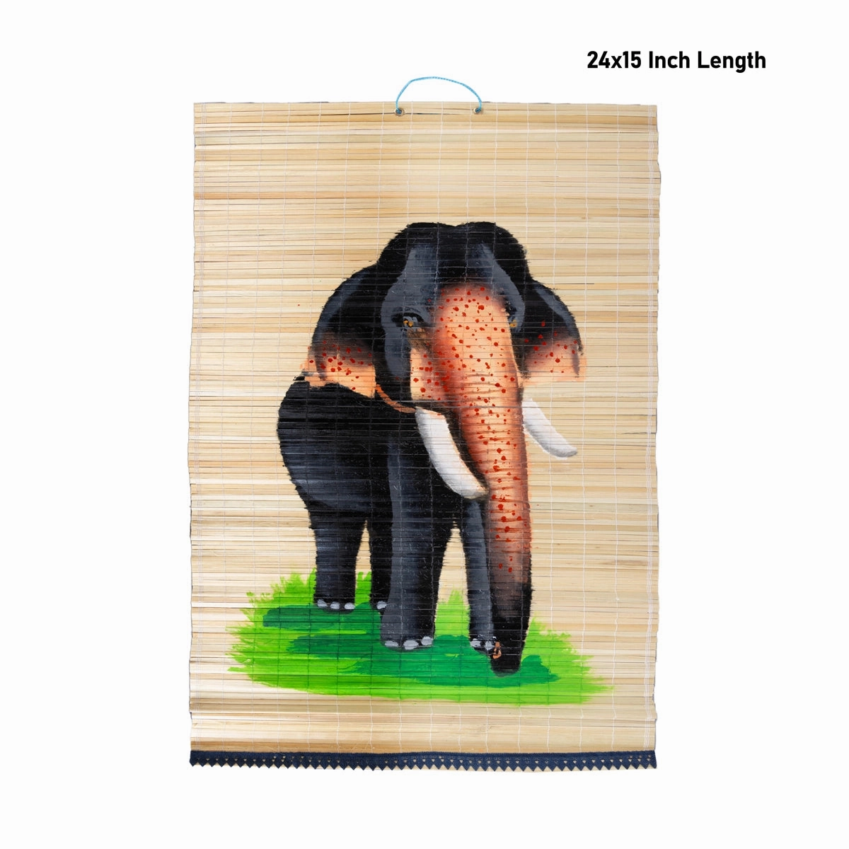 Hand Painted Bamboo Mat Wall Hanging - 24 x 15 Inches | Painted Wall Decoration/ Wall Hanger for Home